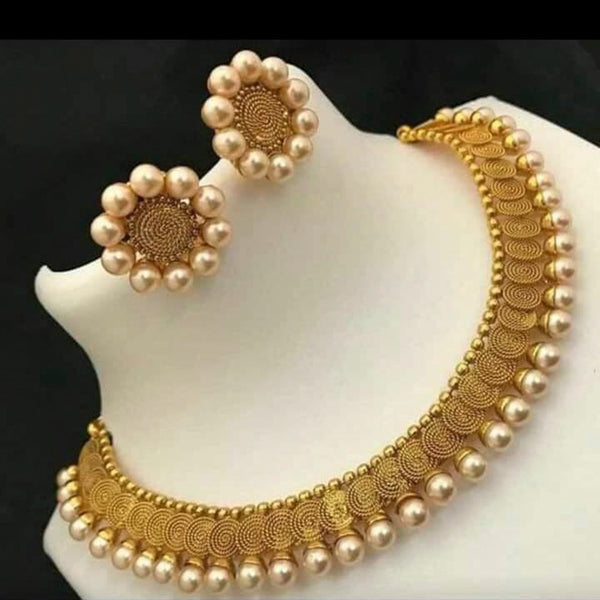 Sai Fashion Gold Plated Pearl Necklace Set