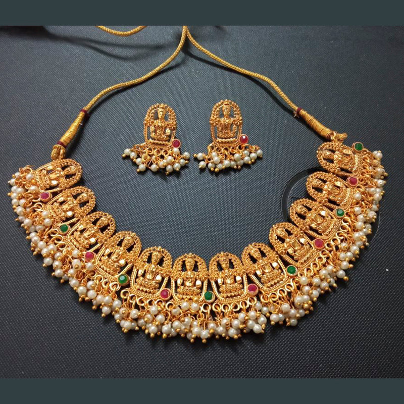 Sai Fashion Gold Plated Pota Stone Necklace Set