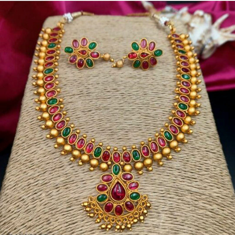 Sai Fashion Gold Plated Pota Stone Necklace Set