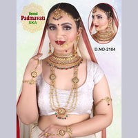 Sai Fashion Gold Plated Kundan Stone & Beads Bridal Jewellery Set