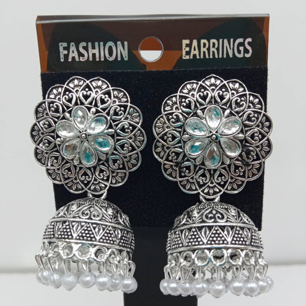 Shagna  Silver Plated Pack Of 3 Jhumki Earrings