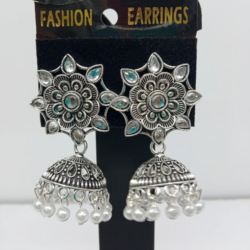 Shagna Silver Plated Pack Of 3 Jhumki Earrings