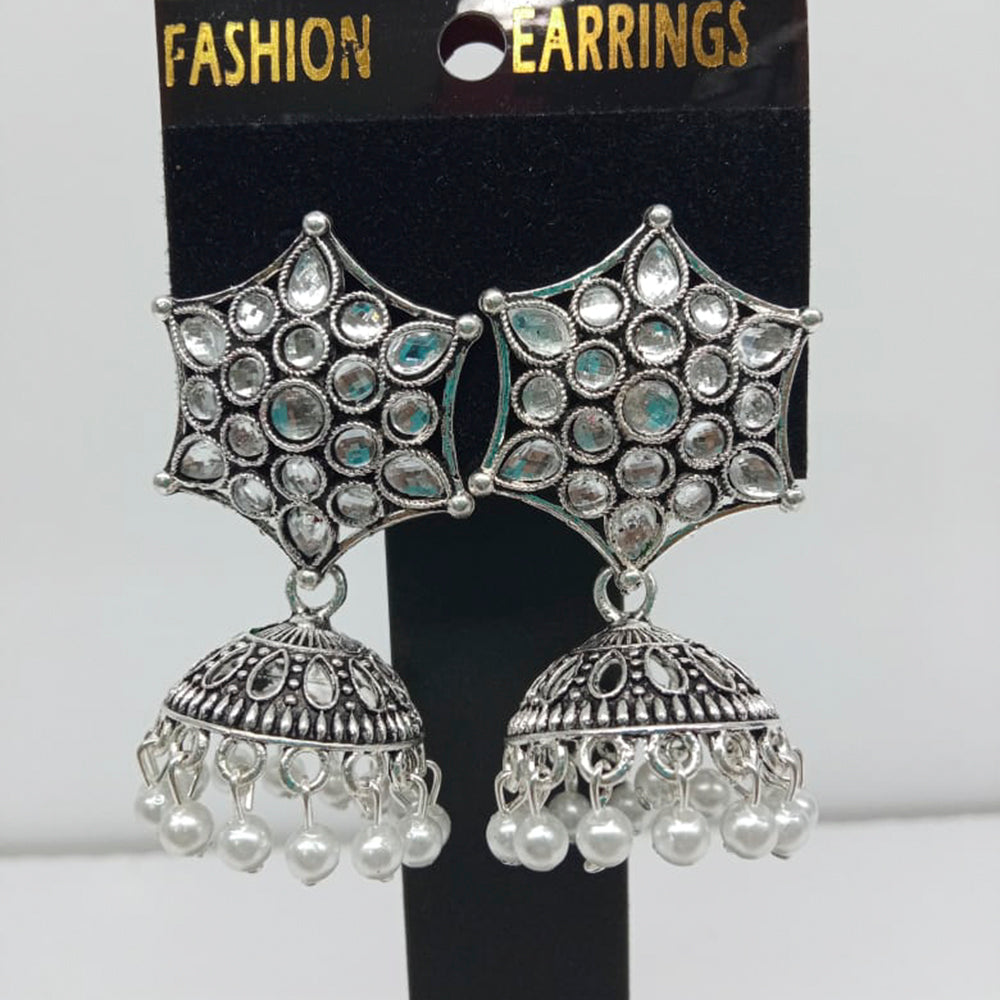 Shagna Silver Plated Pack Of 3 Jhumki Earrings