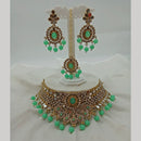 Shagna Gold Plated Austrian Stone & Beads Mirror Necklace Set