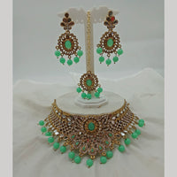 Shagna Gold Plated Austrian Stone & Beads Mirror Necklace Set