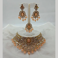 Shagna Gold Plated Austrian Stone & Beads Mirror Necklace Set