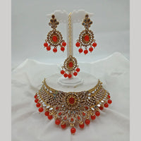 Shagna Gold Plated Austrian Stone & Beads Mirror Necklace Set