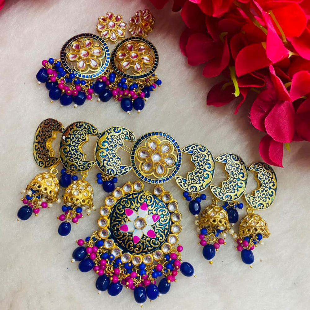 Shagna Gold Plated Meenakari & Kundan Beads Necklace Set