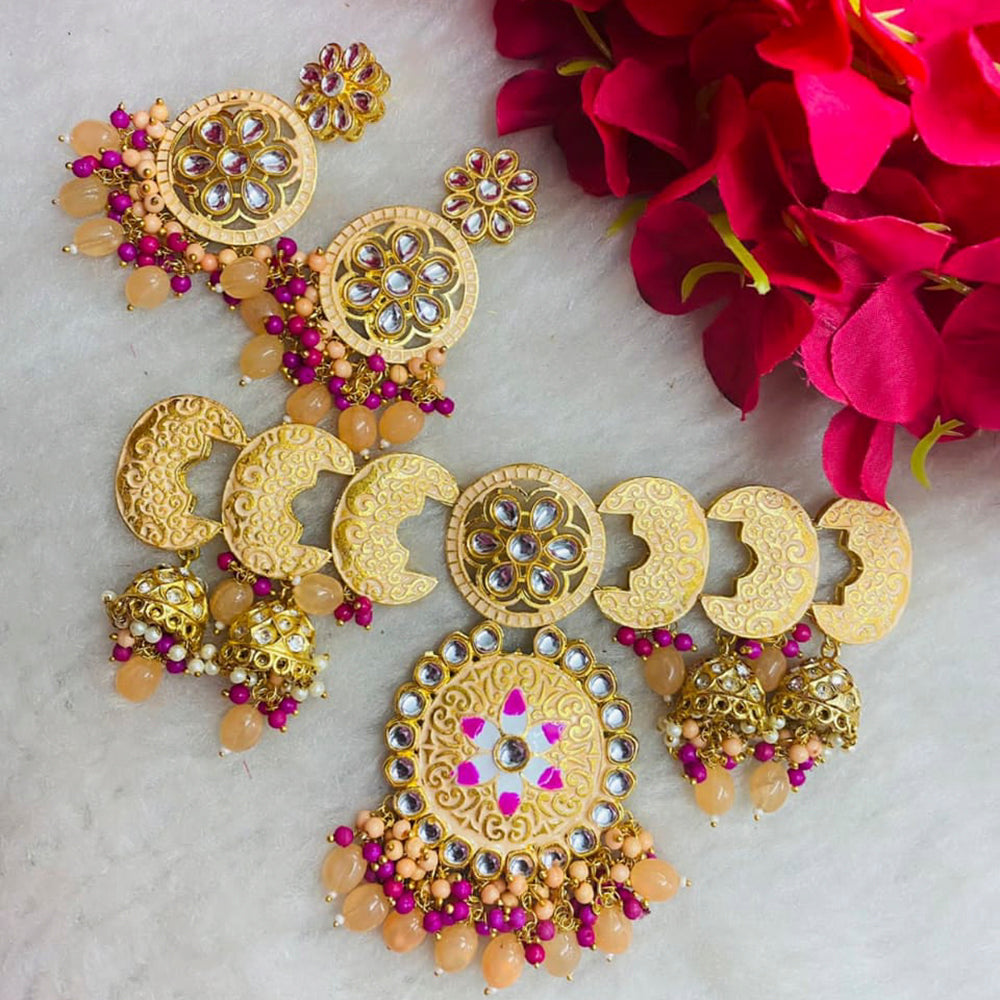 Shagna Gold Plated Meenakari & Kundan Beads Necklace Set