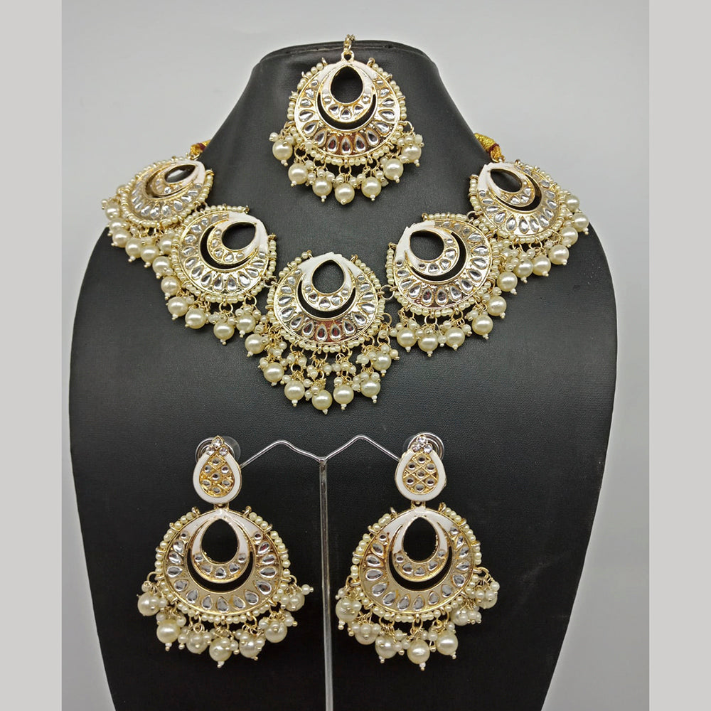 Shagna Gold Plated Kundan Stone & Beads Necklace Set