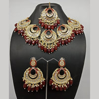 Shagna Gold Plated Kundan Stone & Beads Necklace Set