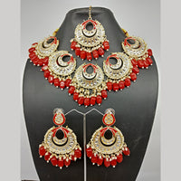 Shagna Gold Plated Kundan Stone & Beads Necklace Set
