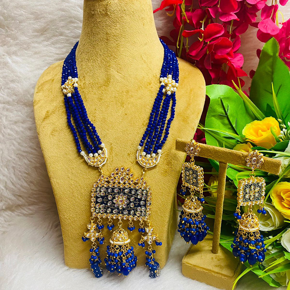 Shagna Gold Plated Meenakari & Kundan Stone & Beads Necklace Set