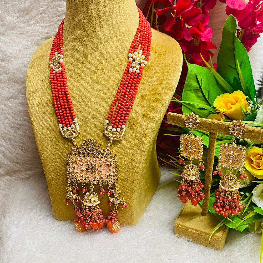 Shagna Gold Plated Meenakari & Kundan Stone & Beads Necklace Set