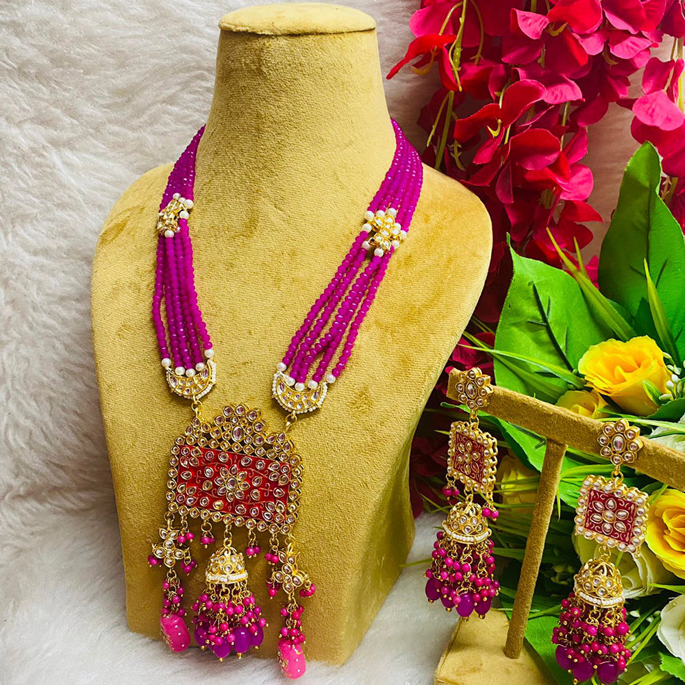 Shagna Gold Plated Meenakari & Kundan Stone & Beads Necklace Set