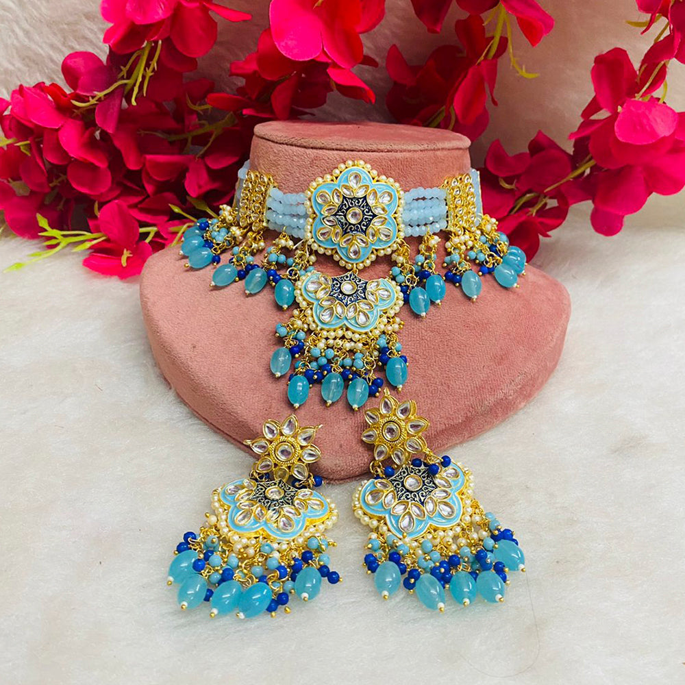 Shagna Gold Plated Meenakari & Kundan Beads Necklace Set
