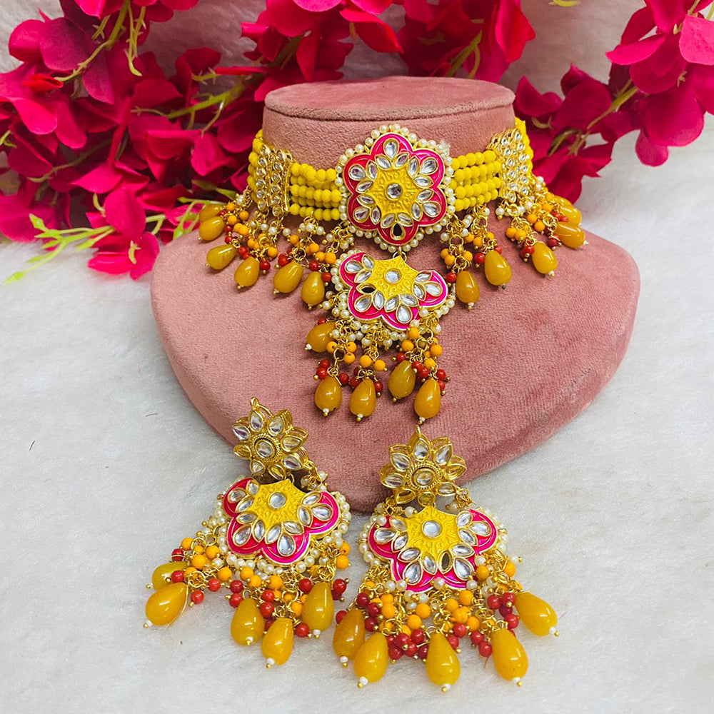 Shagna Gold Plated Meenakari & Kundan Beads Necklace Set