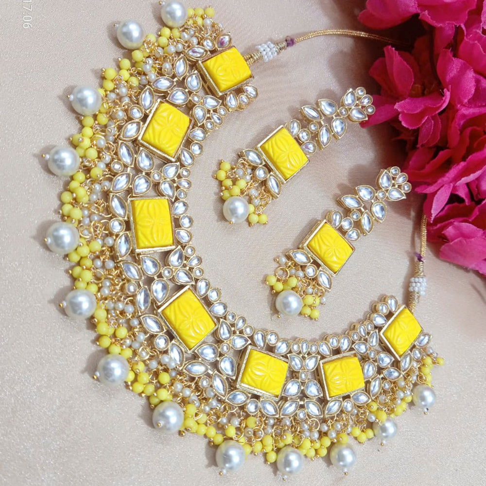 Shagna Gold Plated Meenakari & Kundan Beads Necklace Set