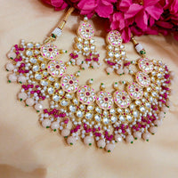 Shagna Gold Plated Kundan And Meenakari & Beads Choker Necklace Set