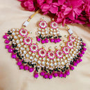 Shagna Gold Plated Kundan And Meenakari & Beads Choker Necklace Set