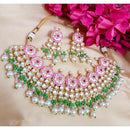 Shagna Gold Plated Kundan And Meenakari & Beads Choker Necklace Set