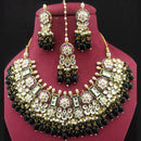 Shagna Gold Plated  Kundan Stone & Beads Choker Necklace Set