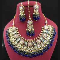 Shagna Gold Plated  Kundan Stone & Beads Choker Necklace Set