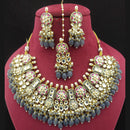 Shagna Gold Plated  Kundan Stone & Beads Choker Necklace Set