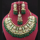 Shagna Gold Plated  Kundan Stone & Beads Choker Necklace Set