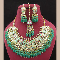 Shagna Gold Plated  Kundan Stone & Beads Choker Necklace Set