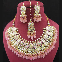 Shagna Gold Plated  Kundan Stone & Beads Choker Necklace Set