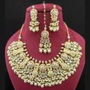 Shagna Gold Plated  Kundan Stone & Beads Choker Necklace Set