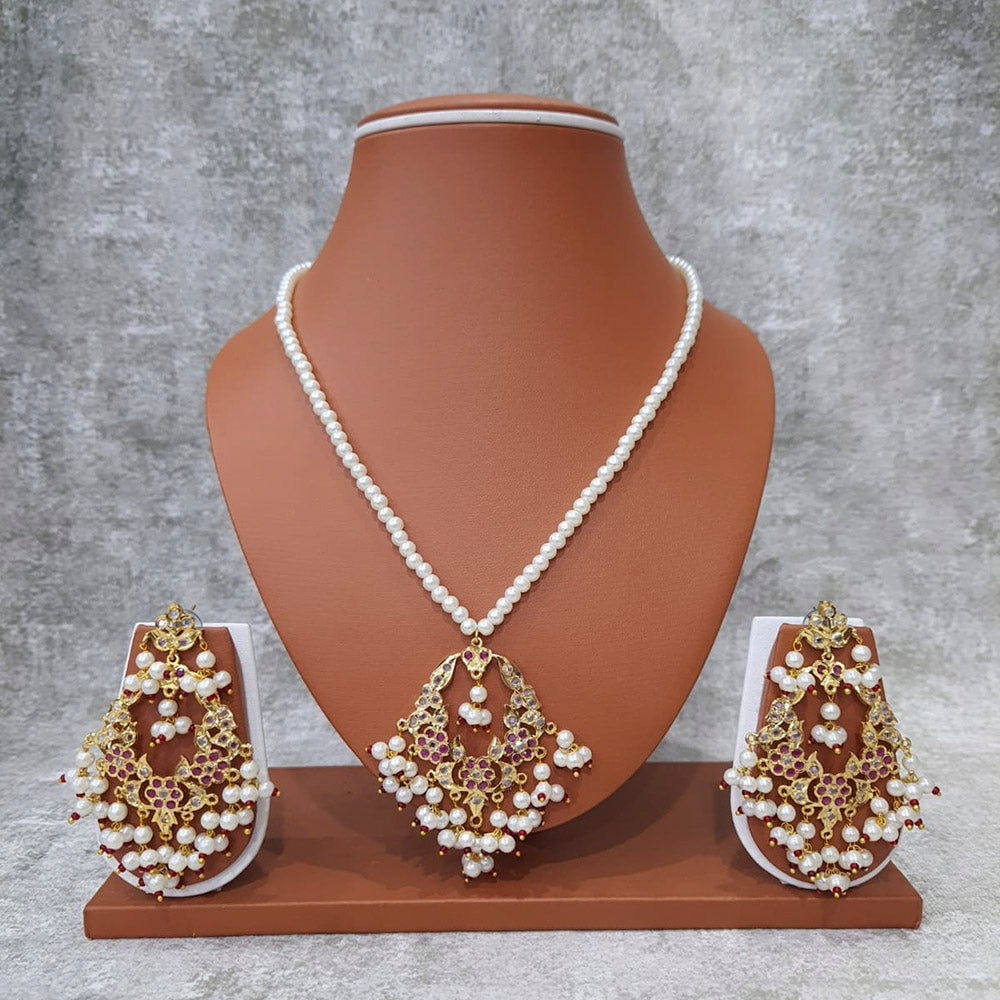 Shagna Gold Plated Ad Stone Necklace Set