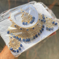 Shagna Gold Plated Kundan & Austrian Stone & Beads Choker Necklace Set