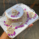 Shagna Gold Plated Kundan & Austrian Stone & Beads Choker Necklace Set