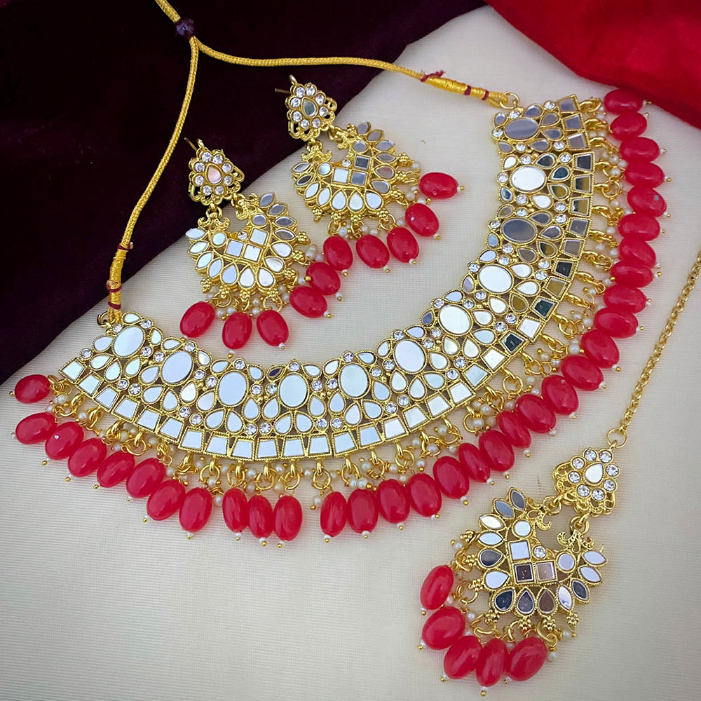 Shagna Gold Plated Austrian Stone & Mirror Choker Necklace Set
