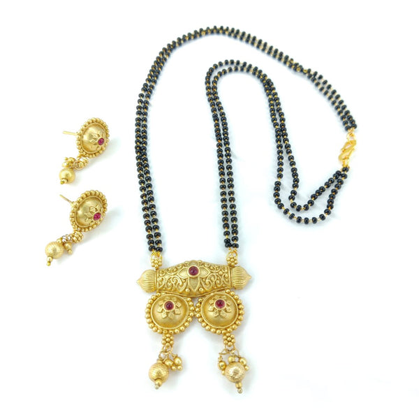 Kayaa Fashion Gold Plated Black Beads Mangalsutra