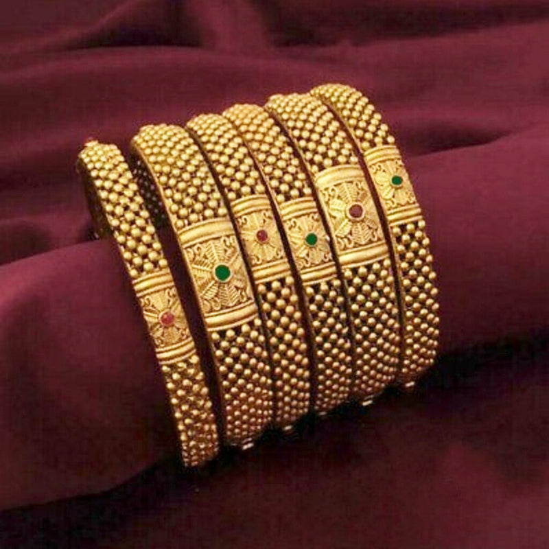 Kayaa Fashion Gold Plated Thushi Stone  6 pcs Bangles Set for Womens Girls