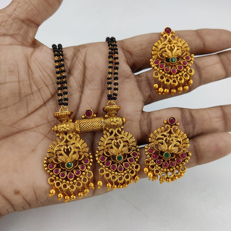Gold Tone Bridal Black Bead Mangalsutra Jewelry Ethnic Indian Women Necklace