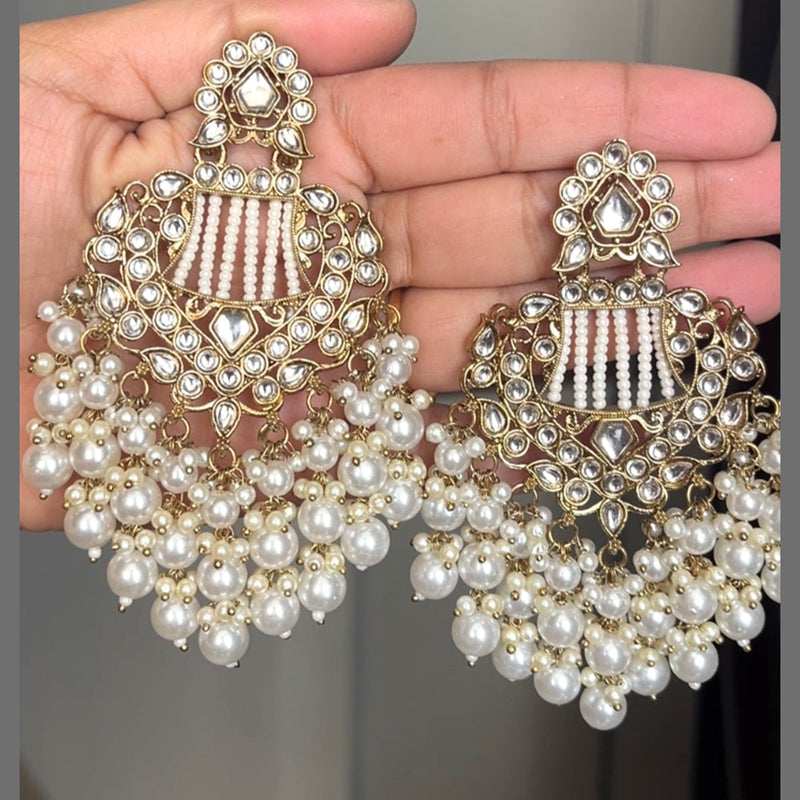 ShringarStreet Gold Plated Kundan Heavy Dangler Earrings