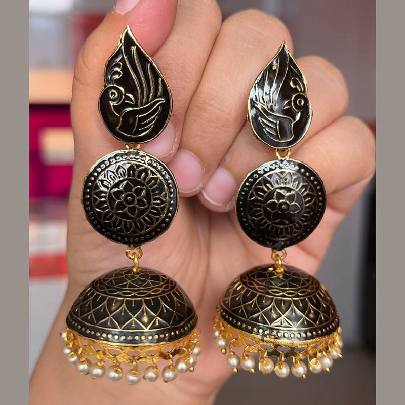 Shringarstreet Gold Plated Meenakari Jhumkis Earrings