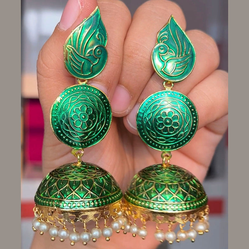 Shringarstreet Gold Plated Meenakari Jhumkis Earrings