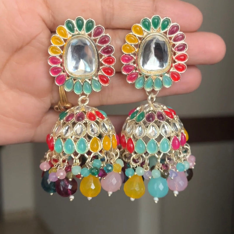 Shringarstreet Gold Plated Kundan Stone Jhumki Earrings