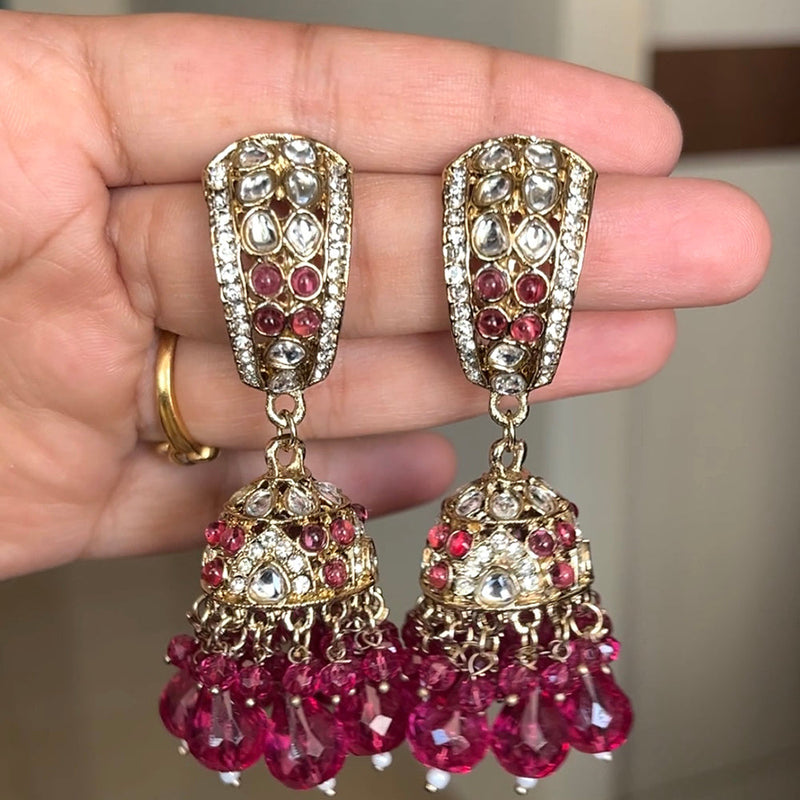 Shringarstreet Gold Plated Kundan Stone Jhumki Earrings