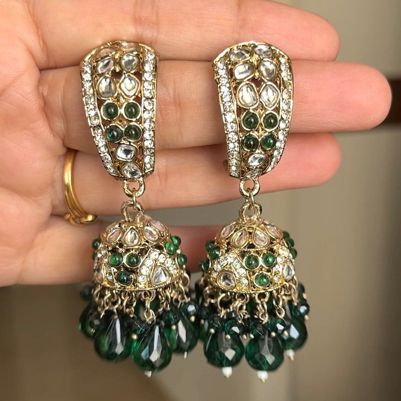 Shringarstreet Gold Plated Kundan Stone Jhumki Earrings