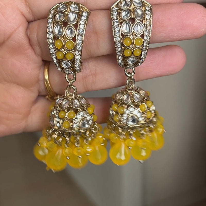 Shringarstreet Gold Plated Kundan Stone Jhumki Earrings