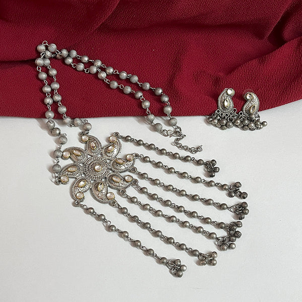 German Silver Base Silver And Stones Celebrity Style Peacock & Flower  Design Women Chain Coloured Necklace, Box at Rs 150 in Vadodara