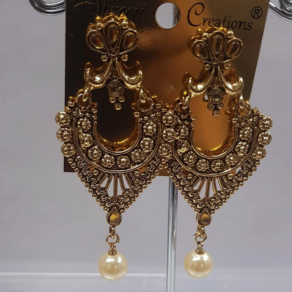 Shreeji Austrian Stone Gold Plated Dangler Earrings