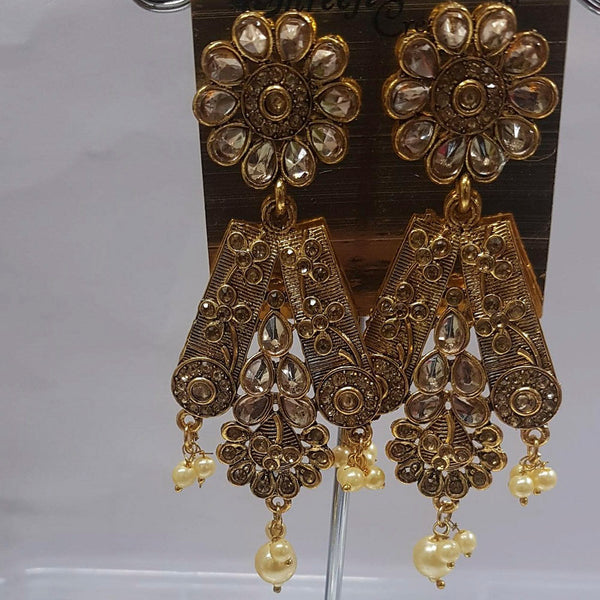 Shreeji Austrian Stone Gold Plated Dangler Earrings-ShreejiEar03