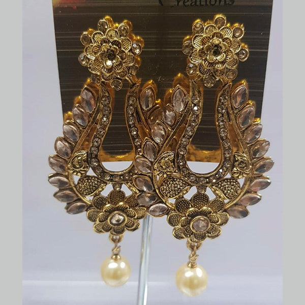Shreeji Austrian Stone Gold Plated Dangler Earrings-ShreejiEar04